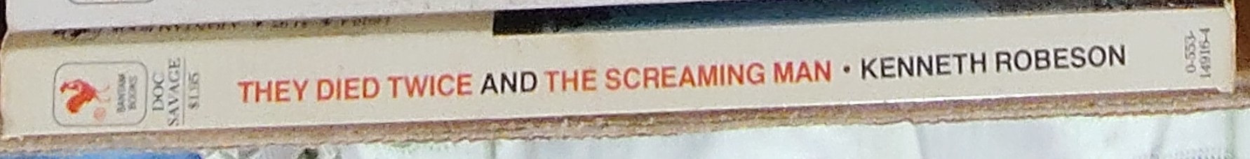 Kenneth Robeson  DOC SAVAGE: THEY DIED TWICE and THE SCREAMING MAN spine of book image
