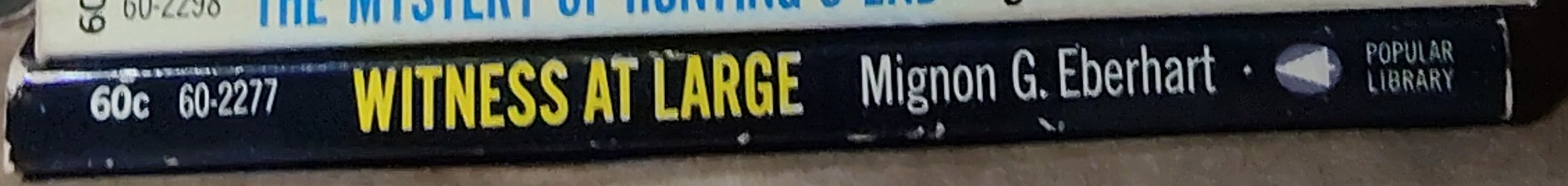 Mignon G. Eberhart  WITNESS AT LARGE spine of book image