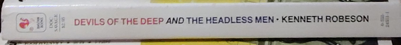 Kenneth Robeson  DOC SAVAGE: DEVILS OF THE DEEP and THE HEADLESS MEN spine of book image