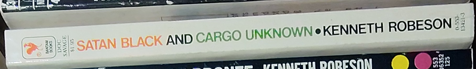 Kenneth Robeson  DOC SAVAGE: SATAN BLACK and CARGO UNKNOWN spine of book image