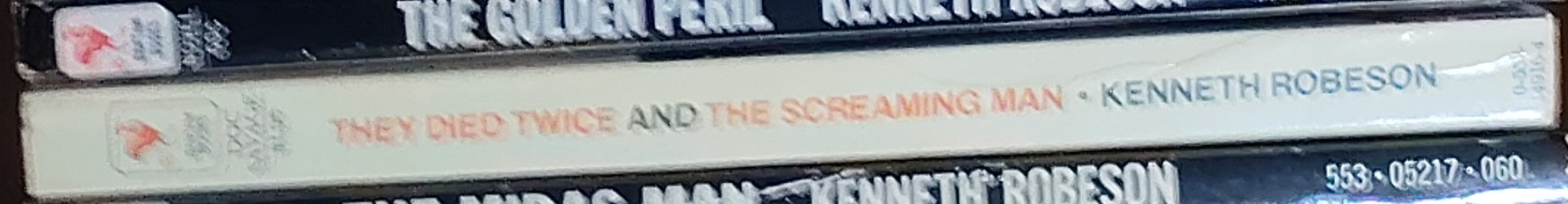 Kenneth Robeson  DOC SAVAGE: THEY DIED TWICE and THE SCREAMING MAN spine of book image