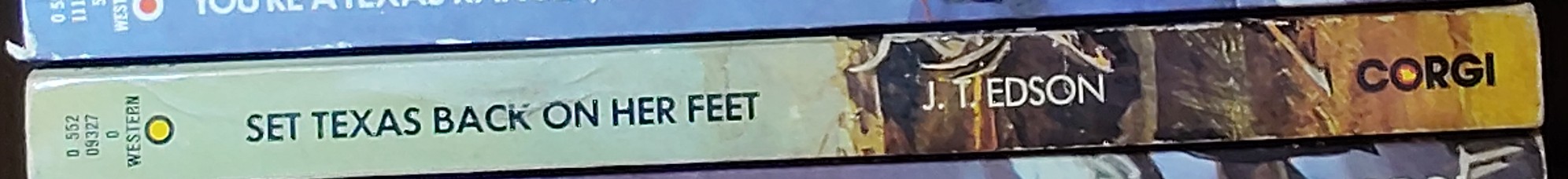 J.T. Edson  SET TEXAS BACK ON HER FEET spine of book image