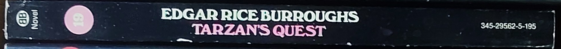 Edgar Rice Burroughs  TARZAN'S QUEST spine of book image