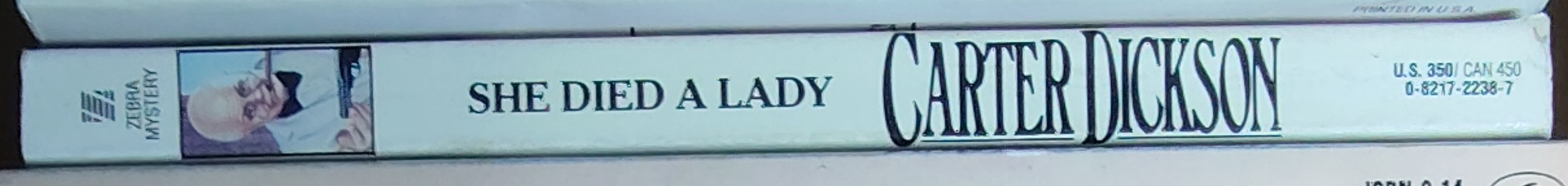 Carter Dickson  SHE DIED A LADY spine of book image