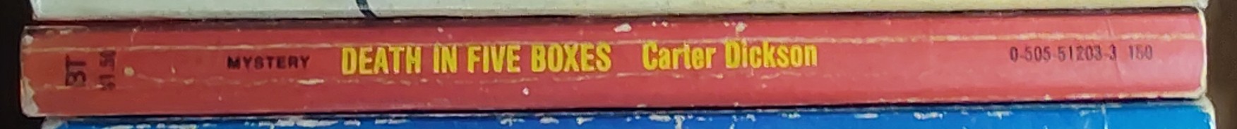 Carter Dickson  DEATH IN FIVE BOXES spine of book image
