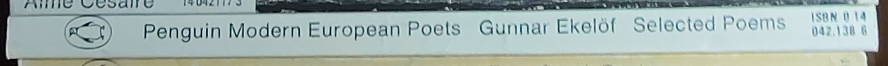 Gunnar Ekelof  SELECTED POEMS (Penguin Modern European Poets) spine of book image
