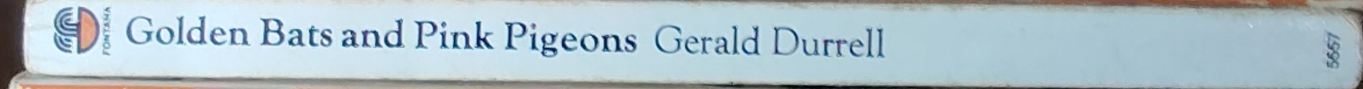 Gerald Durrell  GOLDEN BATS AND PINK PIGEONS spine of book image