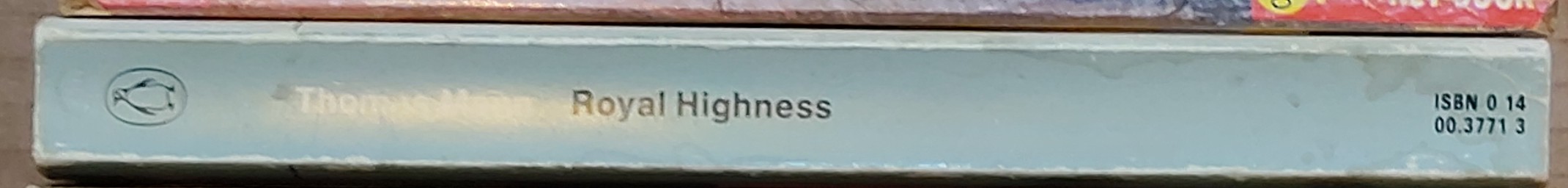 Thomas Mann  ROYAL HIGHNESS spine of book image