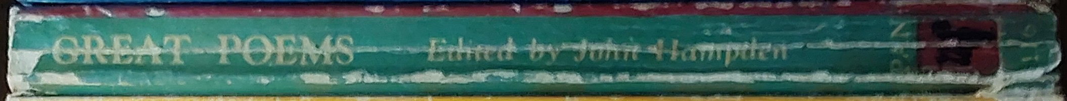 John Hampden (edits) GREAT POEMS. From Shakespeare to Manley Hopkins spine of book image