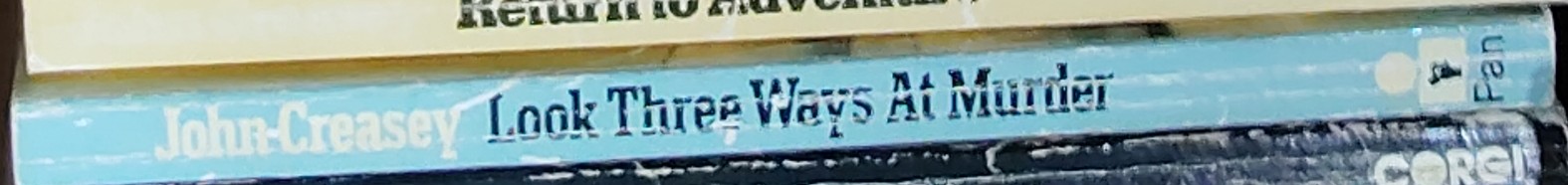 John Creasey  LOOK THREE WAYS AT MURDER (Roger West) spine of book image
