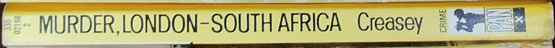 John Creasey  MURDER, LONDON - SOUTH AFRICA spine of book image