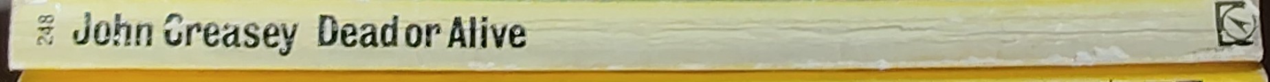 John Creasey  DEAD OR ALIVE (Department Z) spine of book image