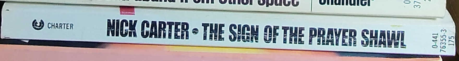Nick Carter  THE SIGN OF THE PRAYER SHAWL spine of book image
