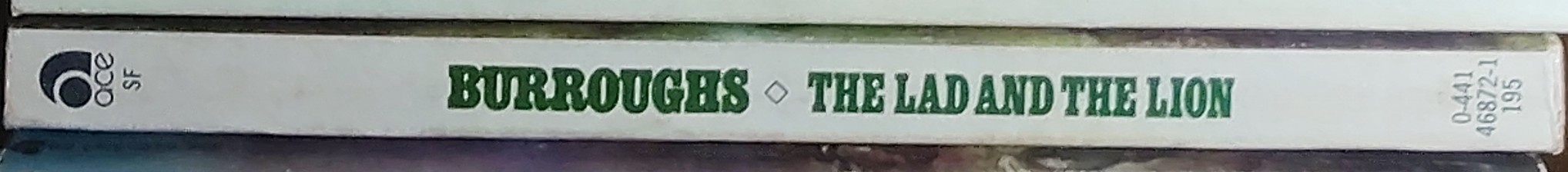 Edgar Rice Burroughs  THE LAD AND THE LION spine of book image