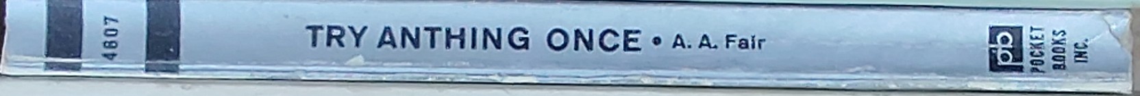 A.A. Fair  TRY ANYTHING ONCE spine of book image