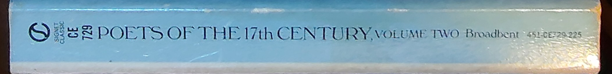 John Broadbent (edits) POETS OF THE 17th CENTURY. Volume Two spine of book image