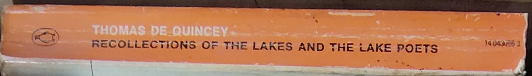 Thomas de Quincey  RECOLLECTIONS OF THE LAKES AND THE LAKE POETS spine of book image