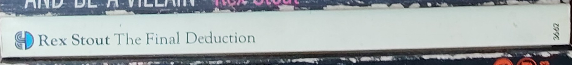 Rex Stout  THE FINAL DEDUCTION spine of book image