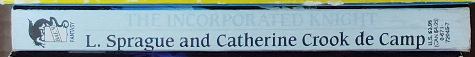 L.Sprague de Camp  THE INCORPORATED KNIGHT spine of book image