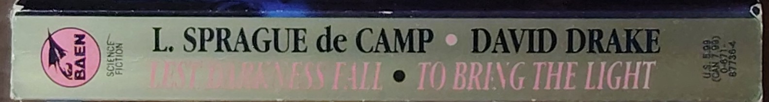 L.Sprague de Camp  LEST DARKNESS FALL spine of book image