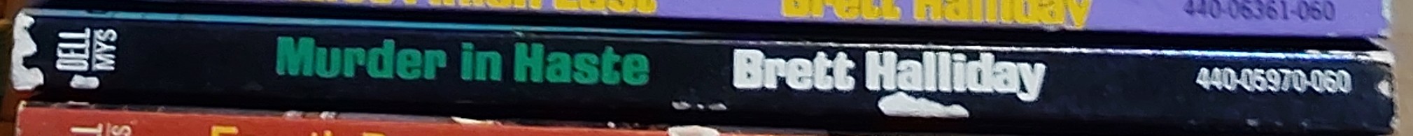 Brett Halliday  MURDER IN HASTE spine of book image