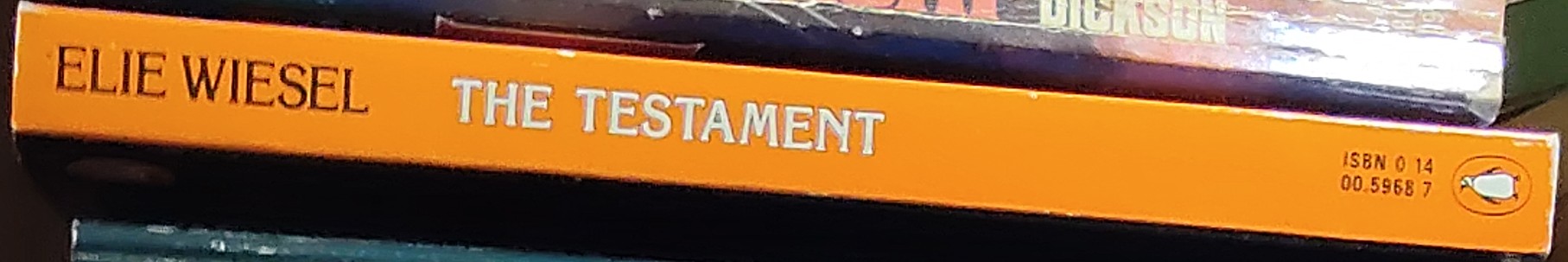 Elie Wiesel  THE TESTAMENT spine of book image