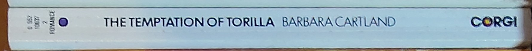 Barbara Cartland  THE TEMPTATION OF TORILLA spine of book image