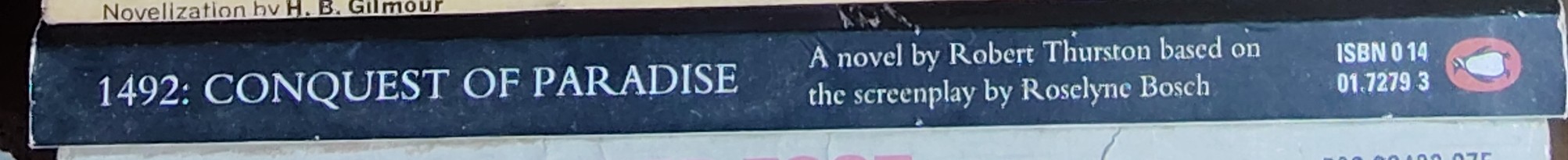 Gerard Depardieu  1492: CONQUEST OF PARADISE (Arman Assante & Sigourney Weaver) spine of book image