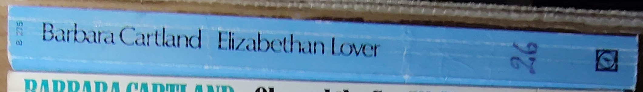 Barbara Cartland  ELIZABETHAN LOVER spine of book image