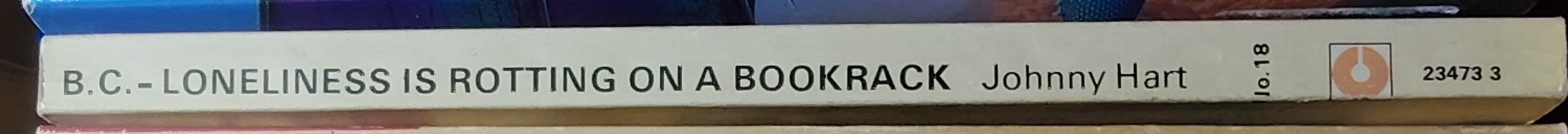 Johnny Hart  B.C. LONELINESS IS ROTTING ON A BOOKRACK spine of book image