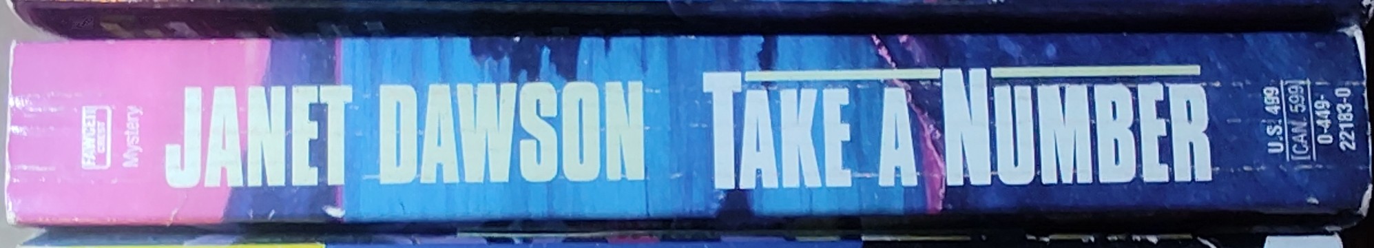 Janet Dawson  TAKE A NUMBER spine of book image