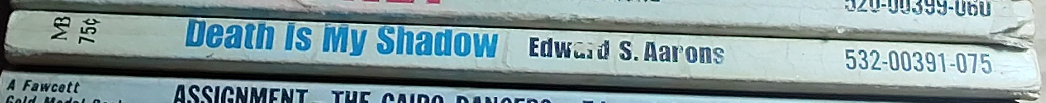 Edward S. Aarons  DEATH IS MY SHADOW spine of book image