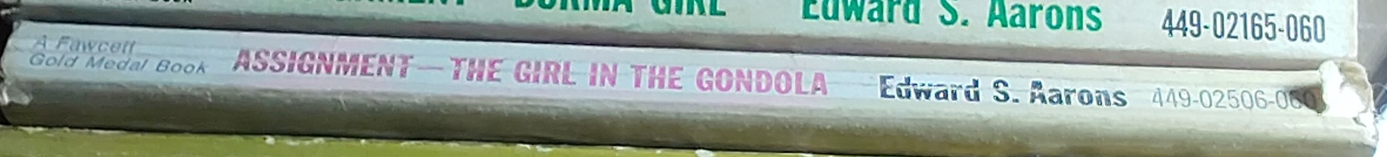Edward S. Aarons  ASSIGNMENT THE GIRL IN THE GONDOLA spine of book image