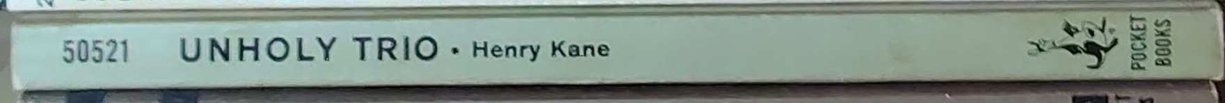 Henry Kane  UNHOLY TRIO spine of book image