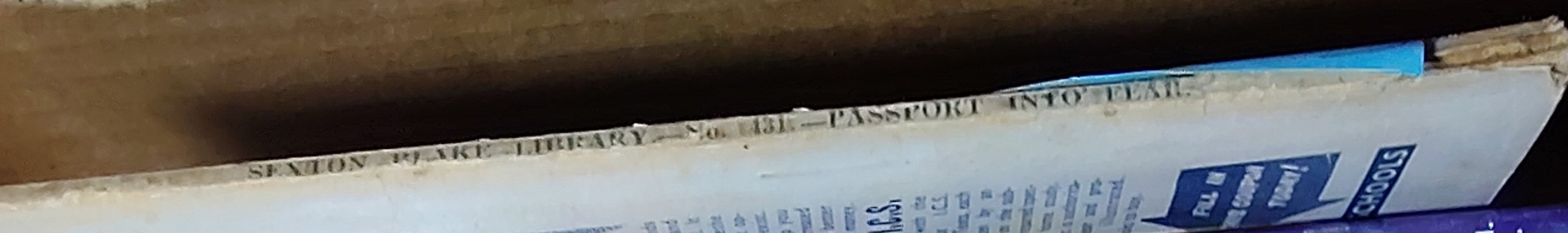 W.Howard Baker  PASSPORT INTO FEAR (Sexton Blake) spine of book image