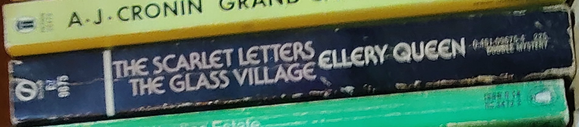 Ellery Queen  THE SCARLET LETTERS and THE GLASS VILLAGE spine of book image