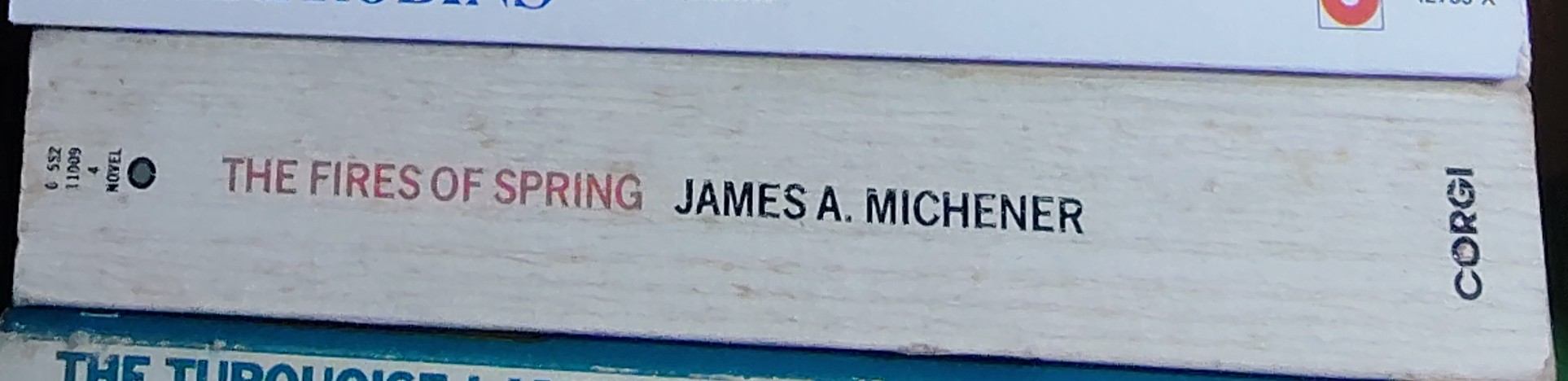 James A. Michener  THE FIRES OF SPRING spine of book image