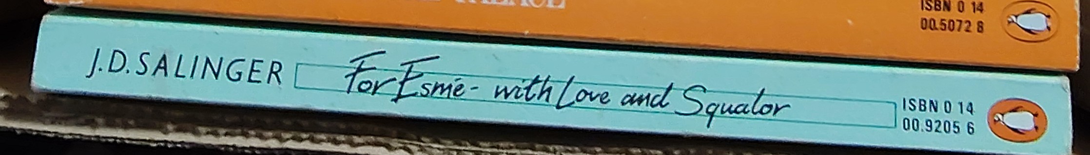 J.D. Salinger  FOR ESME - WITH LOVE AND SQUALOR and Other Stories spine of book image