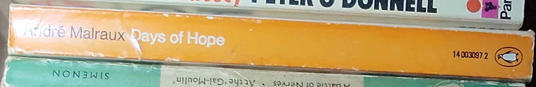 Andre Malraux  DAYS OF HOPE spine of book image