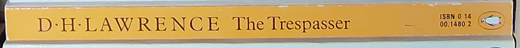 D.H. Lawrence  THE TRESPASSER spine of book image