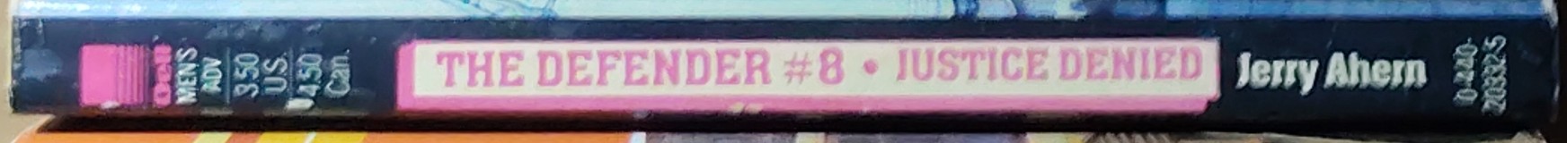 Jerry Ahern  THE DEFENDER #8: JUSTICE DENIED spine of book image