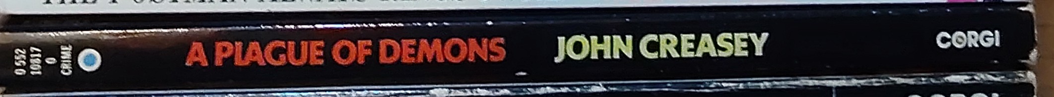 John Creasey  A PLAGUE OF DEMONS spine of book image