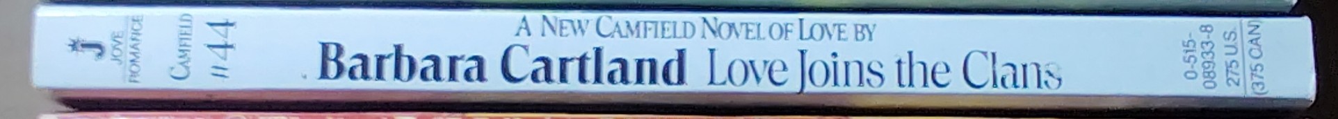 Barbara Cartland  LOVE JOINS THE CLANS spine of book image