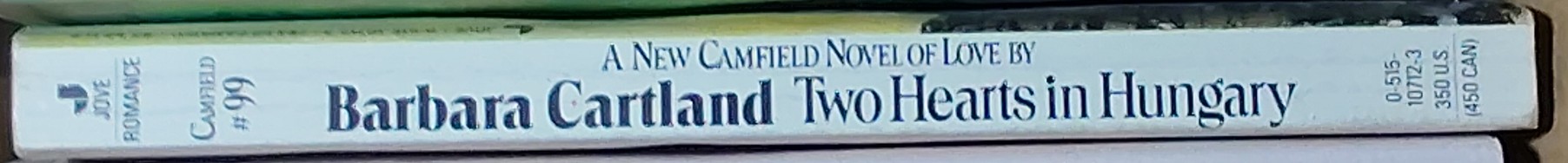 Barbara Cartland  TWO HEARTS IN HUNGARY spine of book image