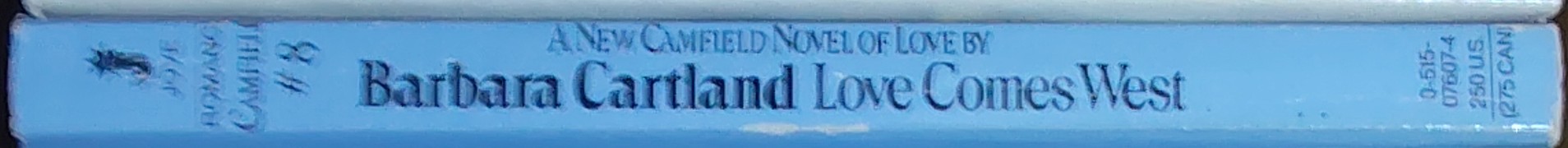 Barbara Cartland  LOVE COMES WEST spine of book image