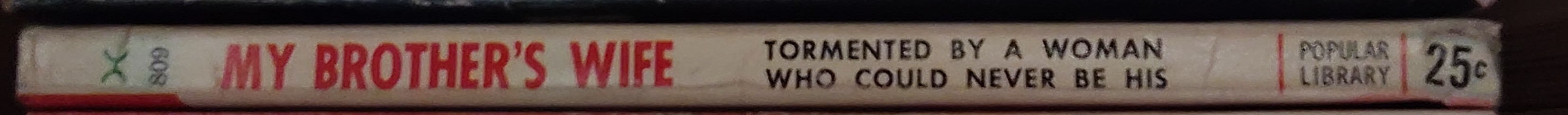 Harry Davis  MY BROTHER'S WIFE spine of book image