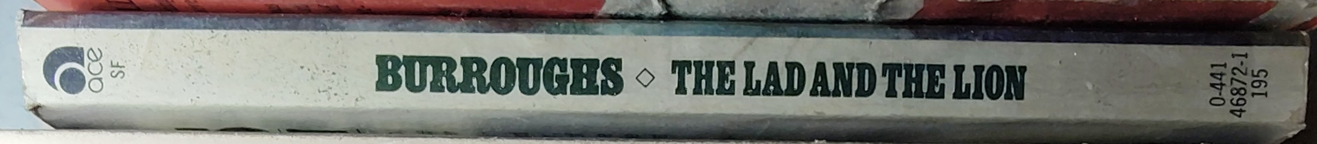 Edgar Rice Burroughs  THE LAD AND THE LION spine of book image