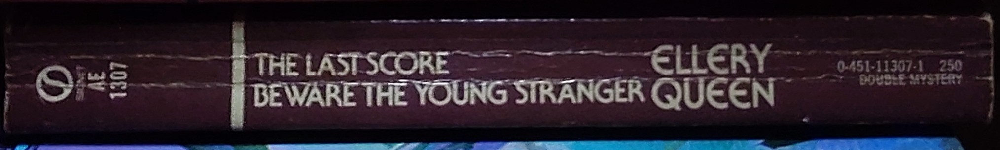 Ellery Queen  THE LAST SCORE and BEWARE THE YOUNG STRANGER spine of book image