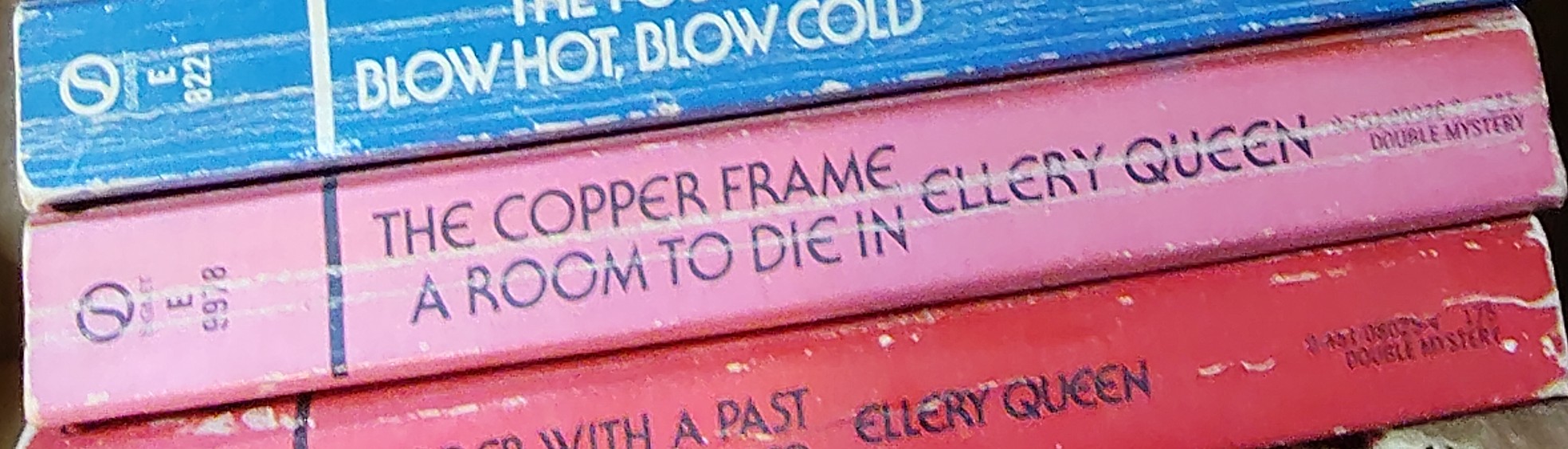 Ellery Queen  THE COPPER FRAME and A ROOM TO DIE IN spine of book image