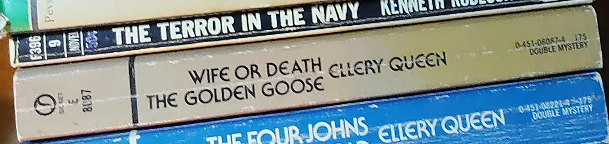 Ellery Queen  WIFE OR DEATH / THE GOLDEN GOOSE spine of book image